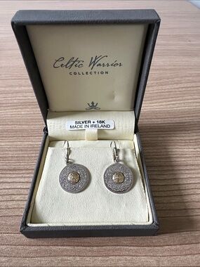 Silver Drop Earrings with 18K Gold Accent - Silver/Gold